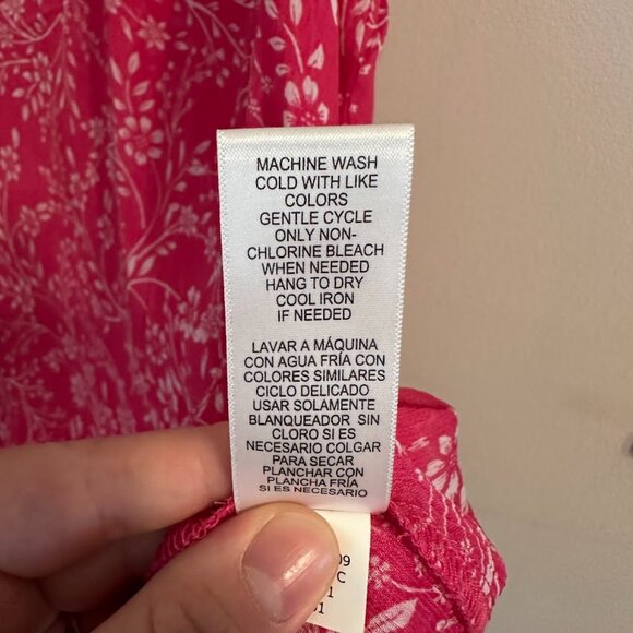 Cristina B Sleeveless V-Neck Floral Blouse / Tank Pink & White Size Large - Picture 9 of 9